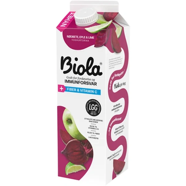 Biola® Syrnet Laktosefri Fettfri Melk Med Rødbet/eple/lime 1000 G