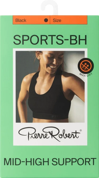 Sports Bra Mid High Black M Pierre Robert