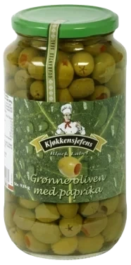 Oliven grønn med paprika   935g