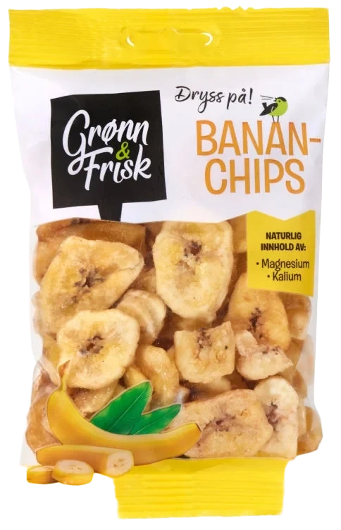 Bananchips Tørket 90g Grønn&Frisk