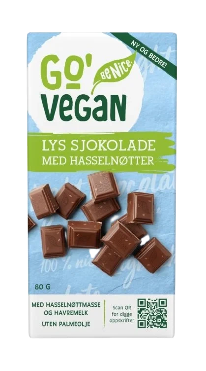 Go'Vegan Sjokolade med Hasselnøtter 80g