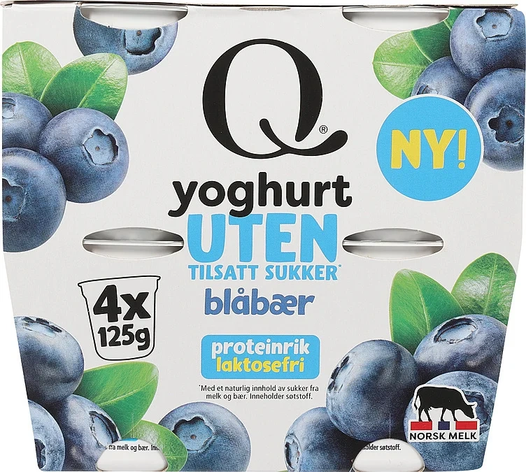 Yoghurt uten blåbær beger 4x125g