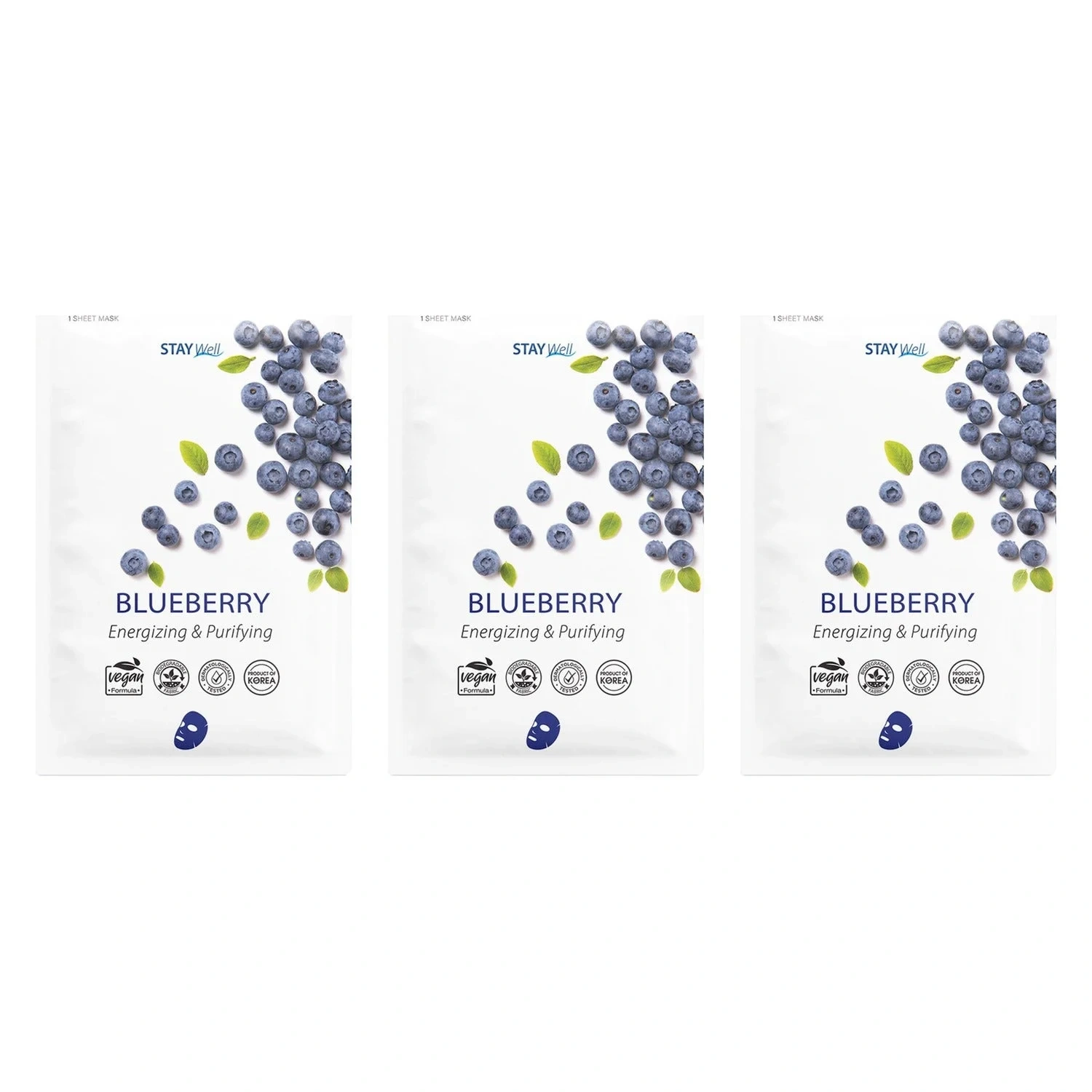 Stay Well Blueberry Sheet Mask Trio