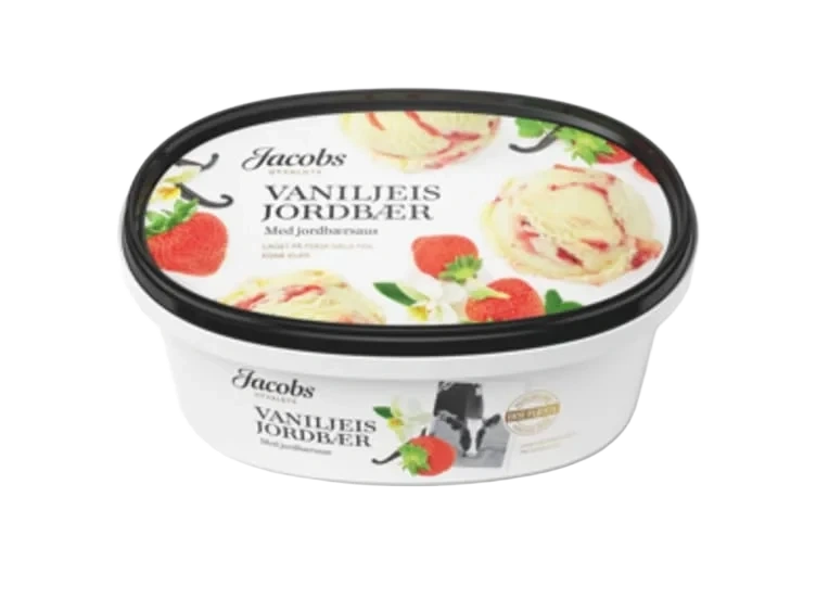 Vaniljeis Jordbær 0,7l Jacobs Utvalgte