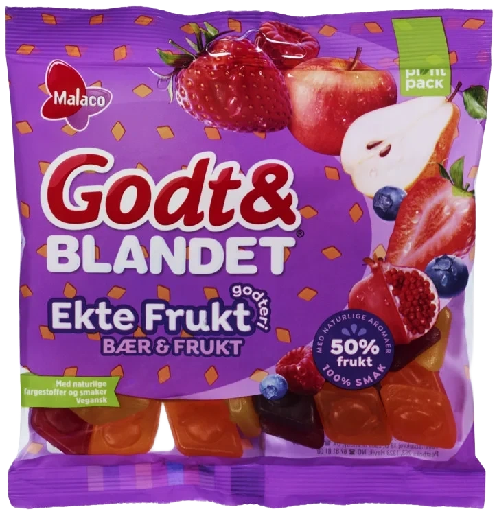 Malaco Godt&Blandet Ekte Frukt Bær&Frukt 140g