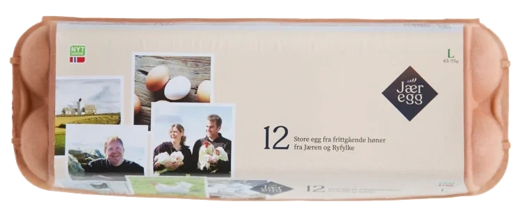 Egg fra frittg. høner på jæren og i ryfylke l  12stk  816g
