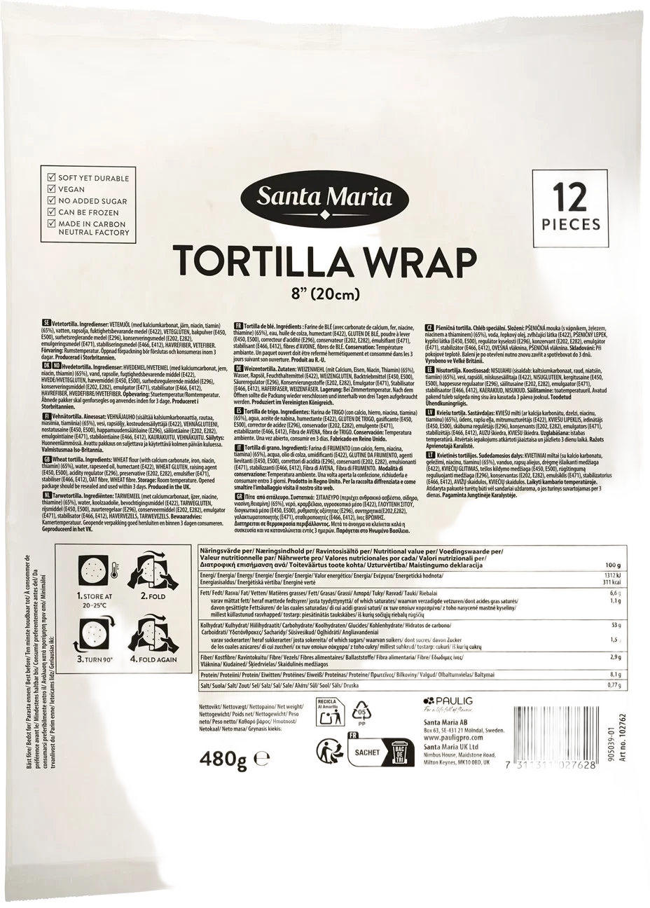 Tortillas 8' Soft Små 480g 12stk Santa Maria