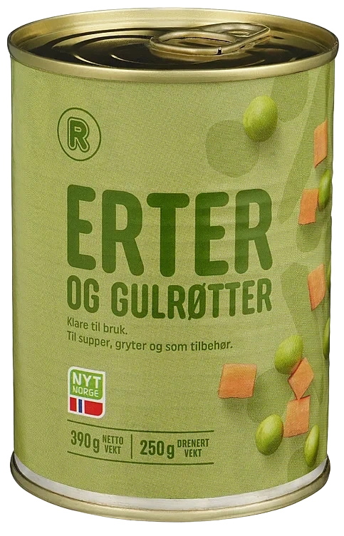 Rema 1000 erter & gulrøtter   410g
