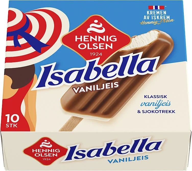 Isabella Vaniljeis m/Sjokotrekk 10stk