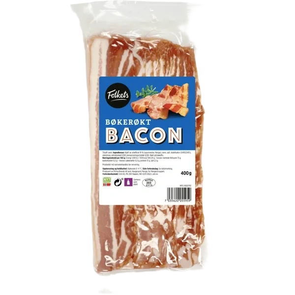 Bacon Bøkerøkt skivet 400g Folkets