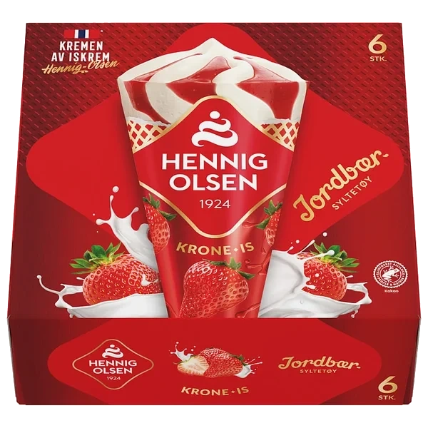 Krone-is Jordbær Multip 6stk Hennig-olsen Is