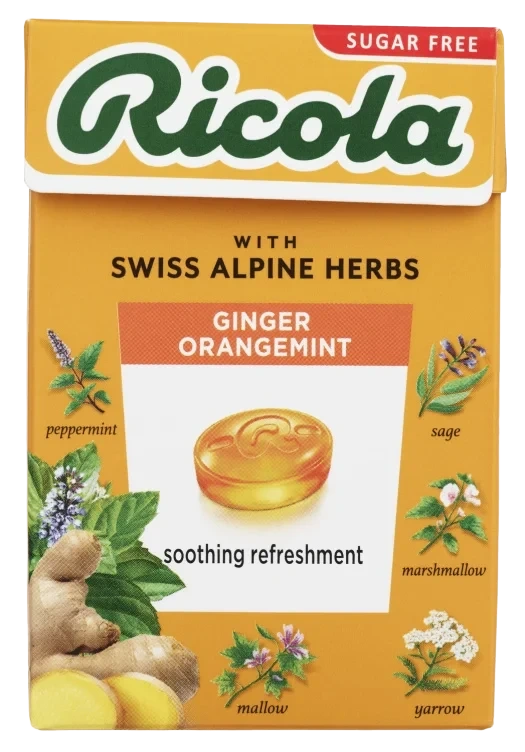 Ricola Ginger Orangemint Sukkerfri 50g