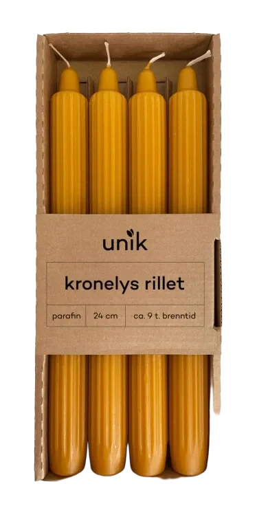 Kronelys Oker Rillet 4stk Unik