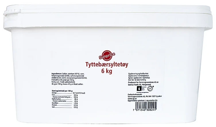 Tyttebærsyltetøy 6kg
