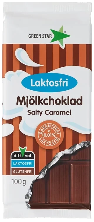 Greenstar melkesjokolade salty caramel laktosefri  100g