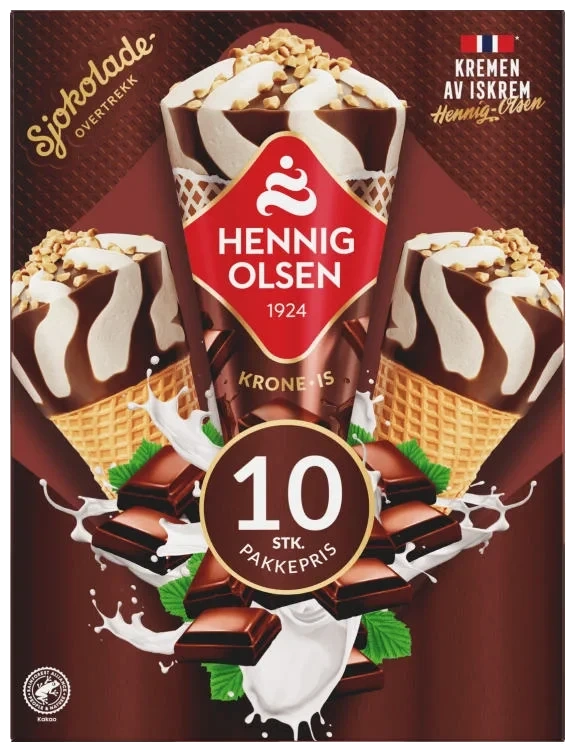 Krone-Is Sjokolade 10stk Hennig-Olsen