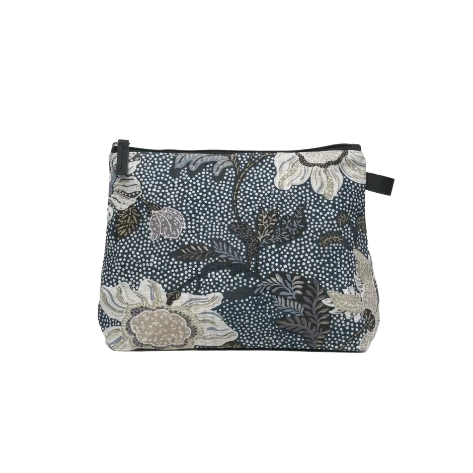 Ceannis Cosmetic Medium Denim Blue Flower Linen