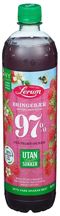Bringebærsaft Utan Tilsett Sukker 0.9l