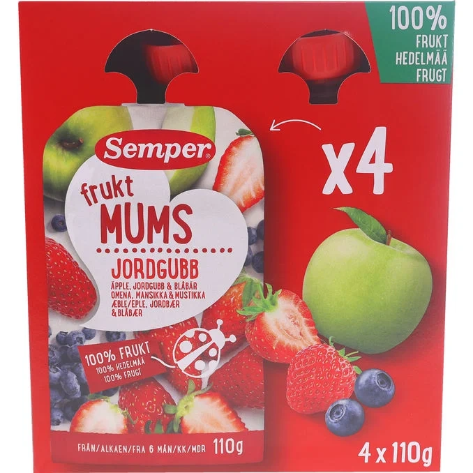 Klämmis Fruktmums Jordgubb 4-pack
