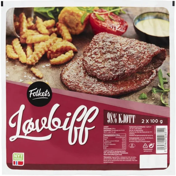 Løvbiff 2x100g Folkets