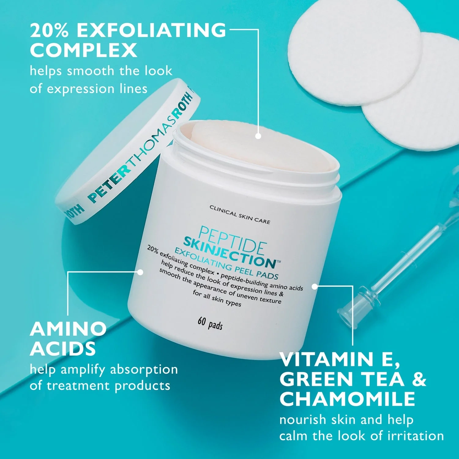 Peter Thomas Roth Peptide Skinjection™ Exfoliating Peel Pads 60 stk
