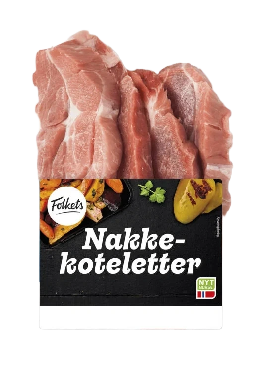 Svin Nakkekotelett 4pk Ca900g Folkets