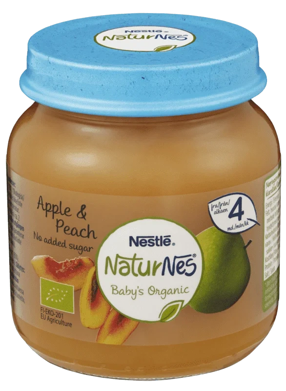 Nestlé Eple & Fersken Pure 6md 125g Økologisk