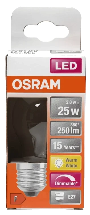 Lyspære Led Cl P 25 Klar Dim E27 Osram
