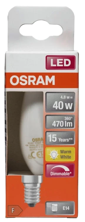 Lyspære Led Cl B 40 Matt Dim E14 Osram