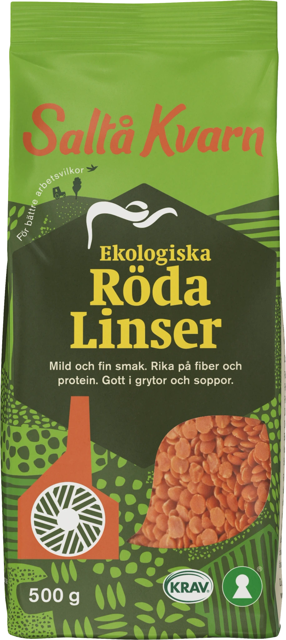 Saltå Kvarn Røde Linser Øko 500g