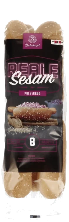 Pølsebrød Sesam 8stk 400g Reale