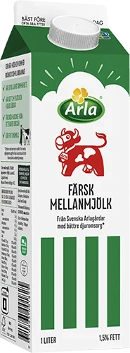 Färsk mellanmjölk 1.5% 1 liter
