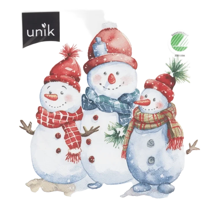 Serviett Jul Snømenn 20stk Unik Unik
