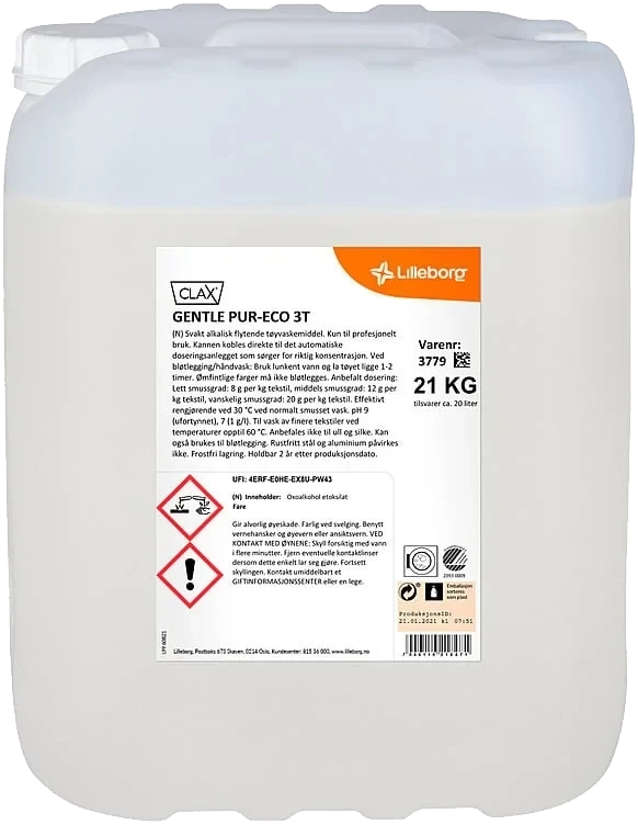 Clax gentle pur-eco 3t finvask  20l