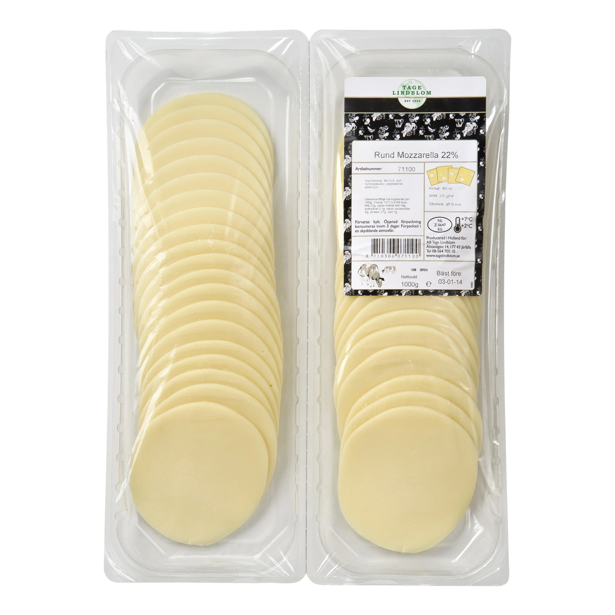 Skivad Rund Mozzarella 40x25g