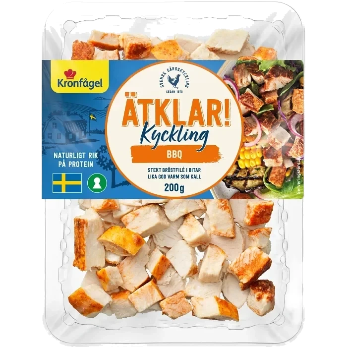 Kyckling BBQ Stekt Bröstfilé i bitar 200g Kronfågel
