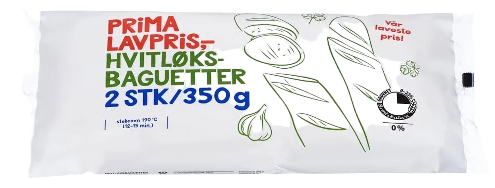 Hvitløksbaguetter 2 stk, 350 g
