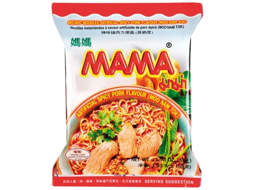 Mama instant noodles moo nam tok spicy pork