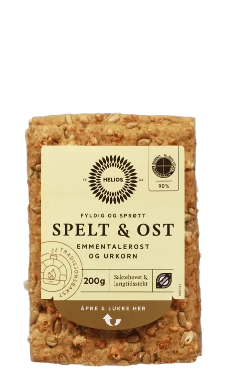 Helios Knekkebrød Spelt & Ost 200g Økologisk
