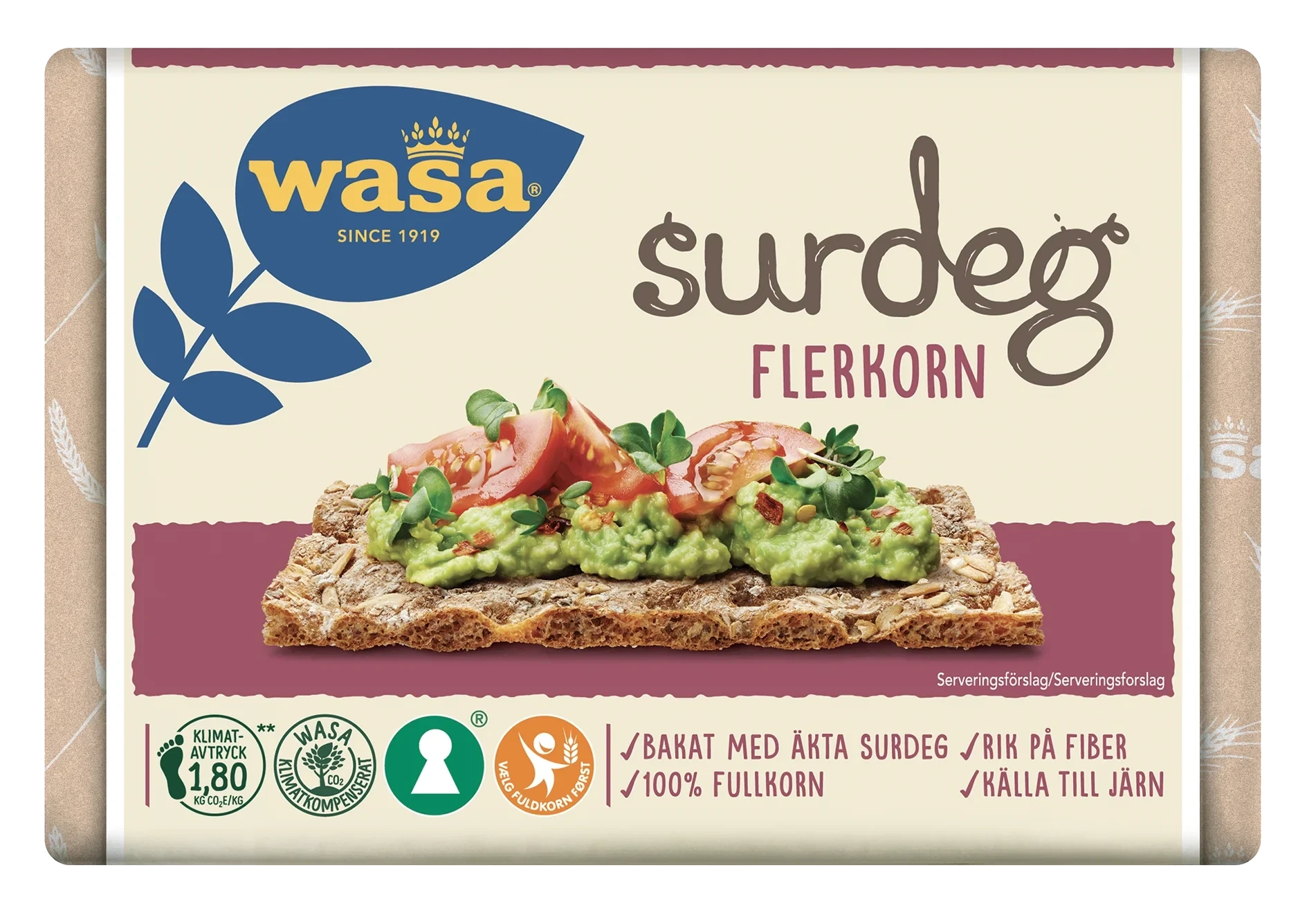 Knekkebrød Surdeig Flerkorn 275g Wasa