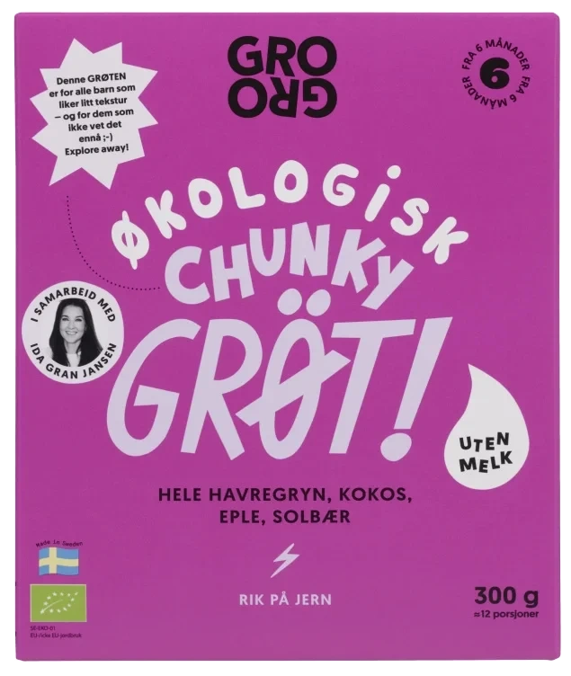 Pulvergrøt Chunky Eple&Solbær 300g Grogro