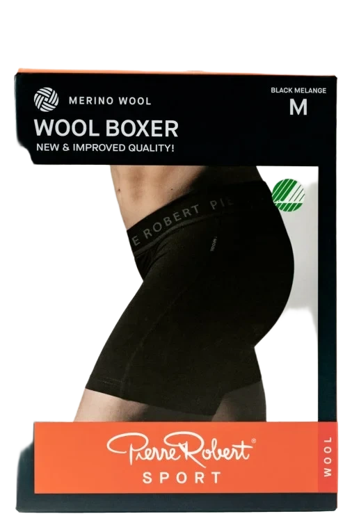 Boxer Wool Sport Black L Pierre-Robert