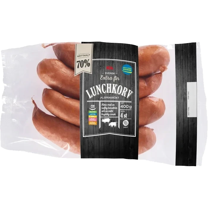 Lunchkorv Extra fin 70% kötthalt 400g ICA