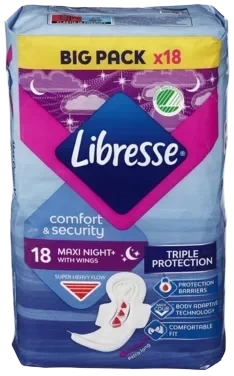 Libresse Bind Maxi Goodnight Wing Big Pk 18 stk