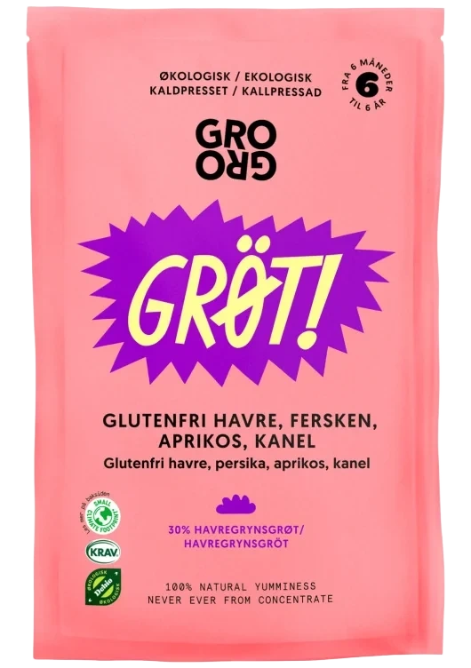 Grøt Fersken&Aprikos 100g Grogro