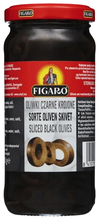 Oliven Sort Skivet 240g Figaro