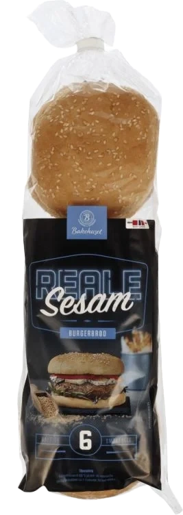 Burgerbrød Store m/Sesam 6stk 540g Reale