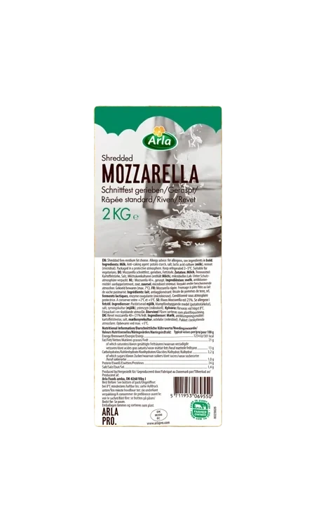 Mozzarella shredded   2kg