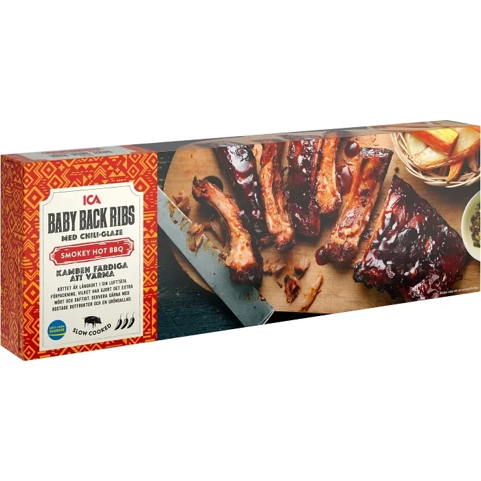 Baby Back Ribs Färska Smokey Hot BBQ med Chili Glaze 475g ICA