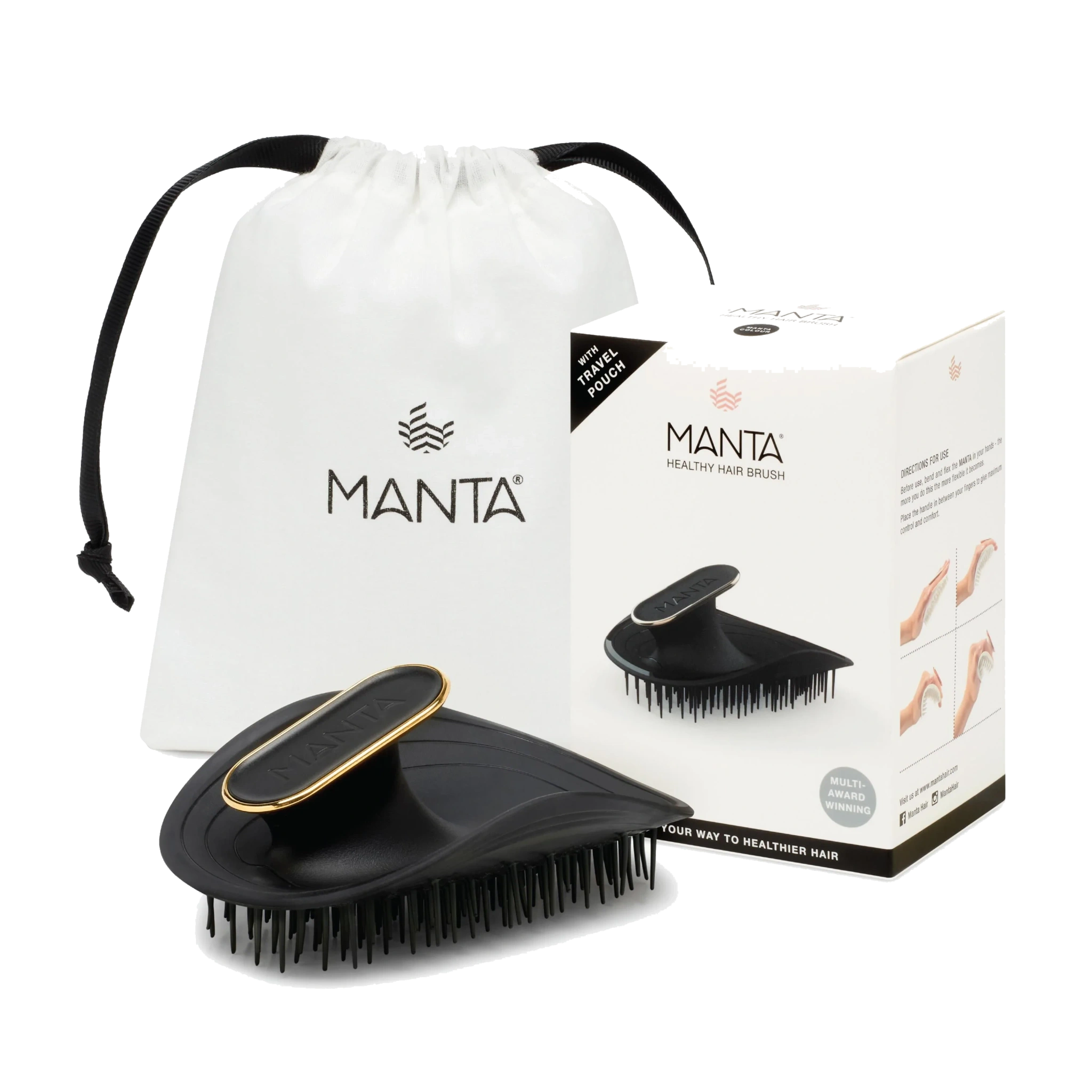 MANTA Original Hårbørste, Sort, 1 stk.
